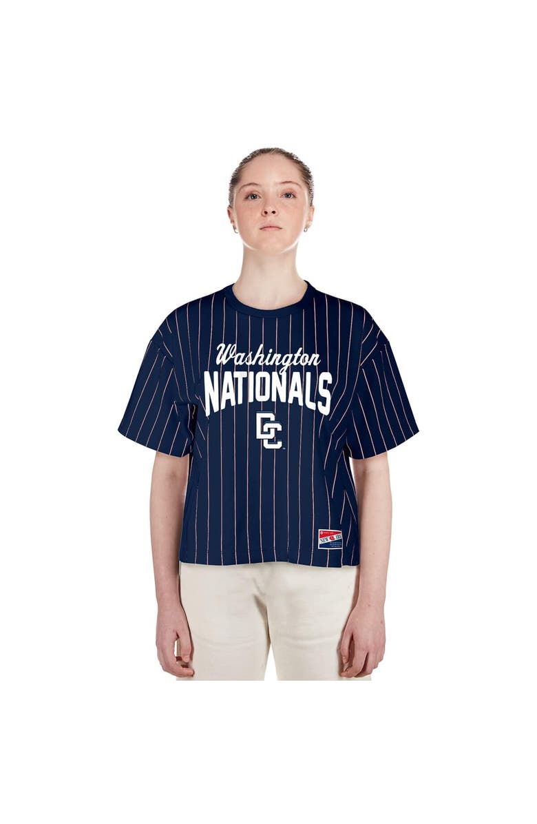 New Era Women's New Era Navy Washington Nationals 2025 City Connect Pinstripe T-Shirt, Main, color, Navy