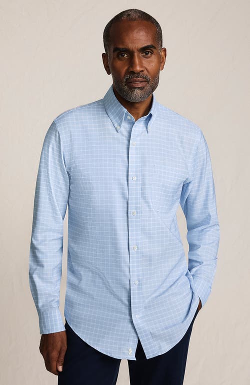 Lands' End Big And Tall Traditional Fit Pattern No Iron Supima Oxford Dress Shirt In Blue