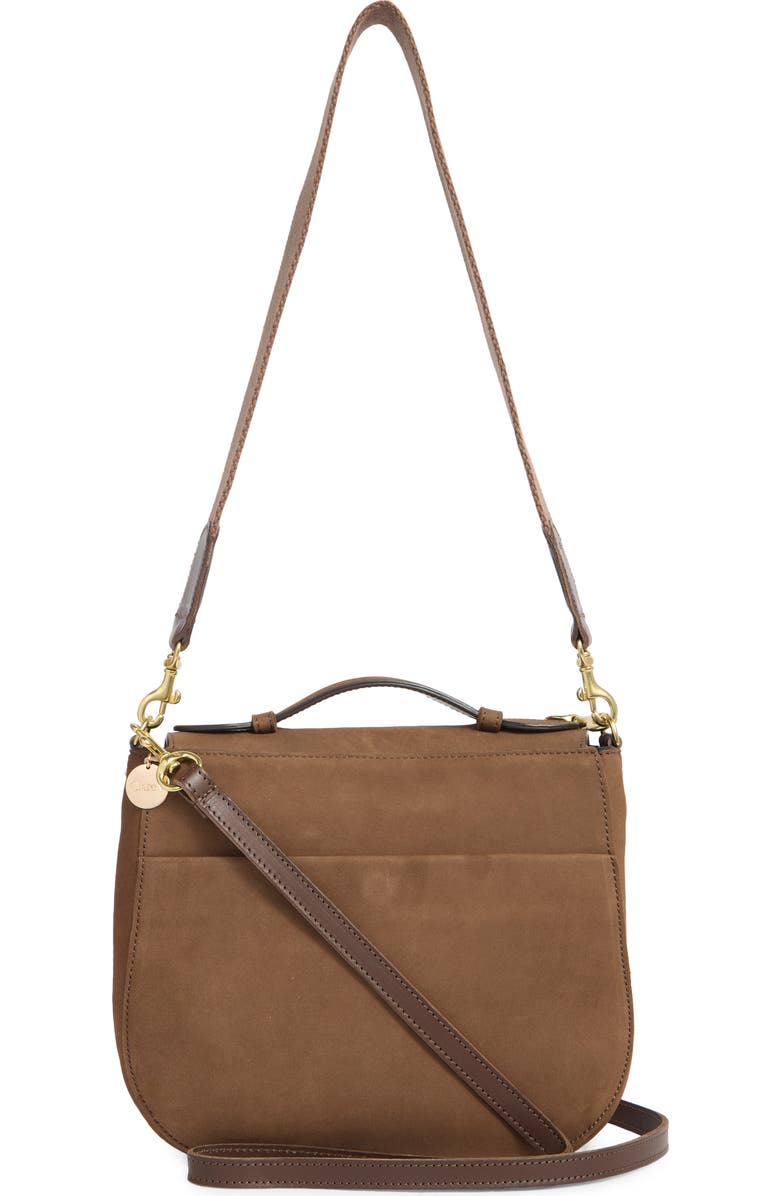 Clare V. Louis Leather Crossbody Bag, Alternate, color, Chocolate Bar