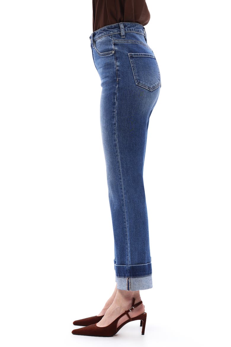 Cuffed High Waist Ankle Flare Jeans, Alternate, color, MEDIUM BLUE