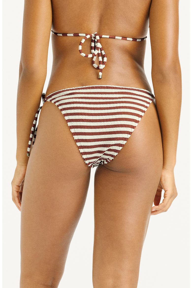 Elle Side Tie Bikini Bottoms, Alternate, color, RED OCHRE STRIPE