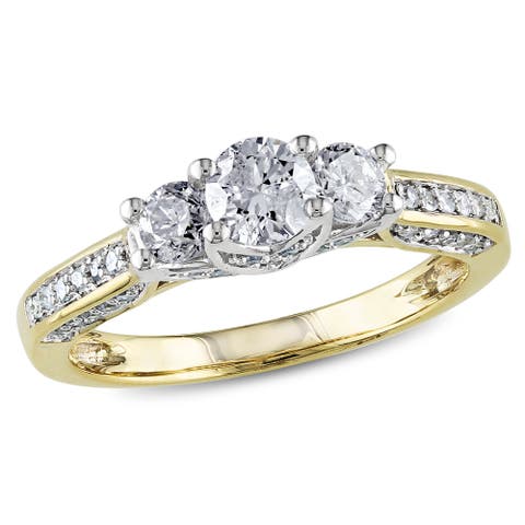 Diamond 3-Stone Engagement Ring 14k