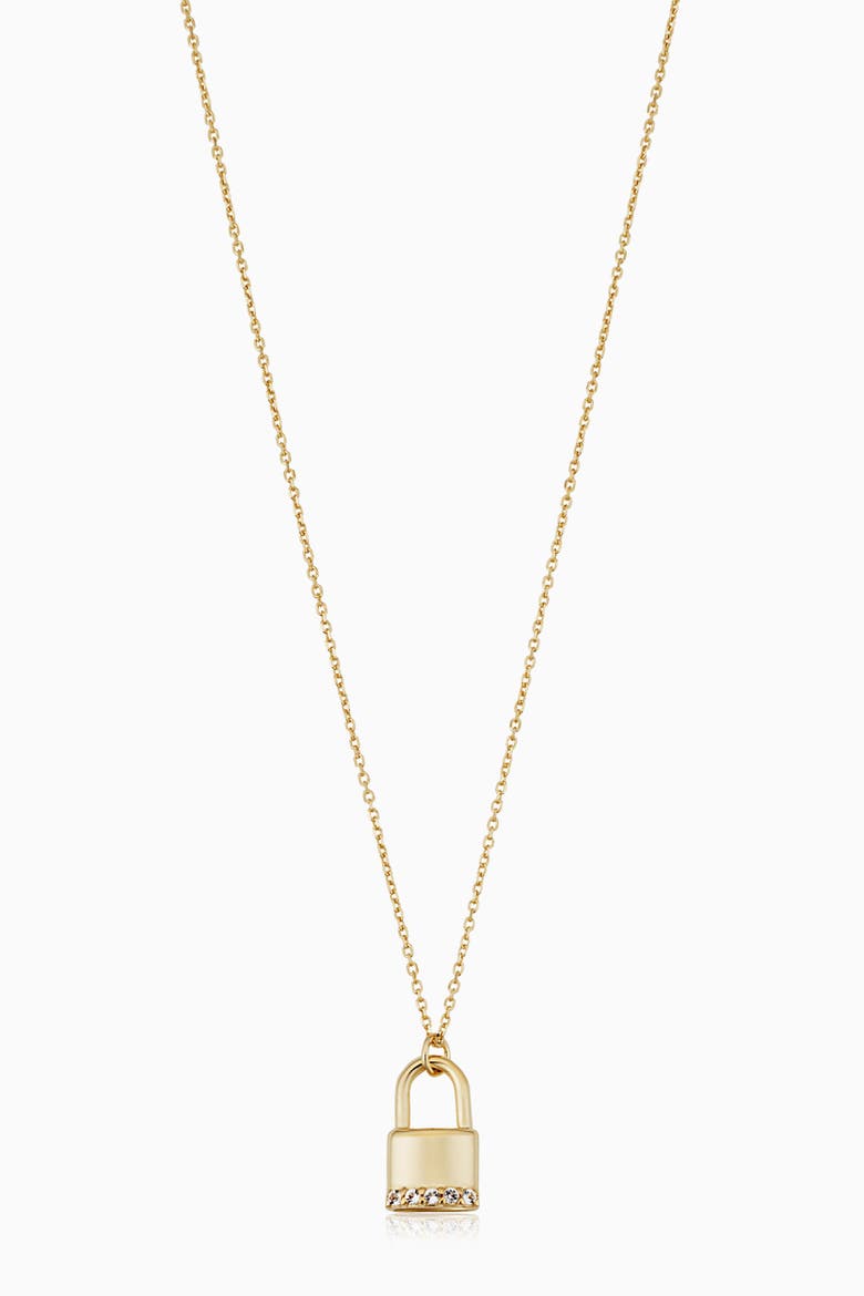 14K Yellow Gold Lexington Lock Pendant Necklace, Main, color, Yellow Gold