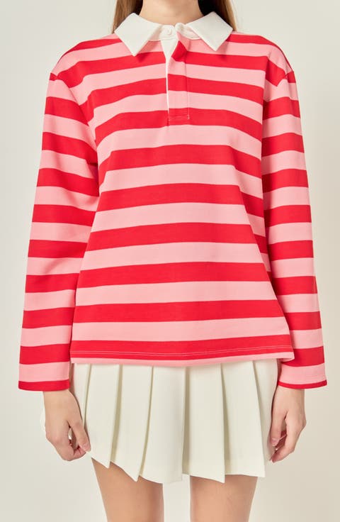 Striped Long Sleeve Polo