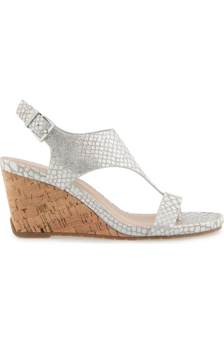 Reaction Kenneth Cole Greatly Platform Wedge Sandal, Alternate, color, White/ Silver Metallic