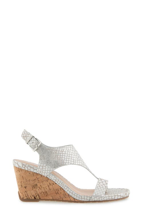 Reaction Kenneth Cole Greatly Platform Wedge Sandal In White/silver Metallic