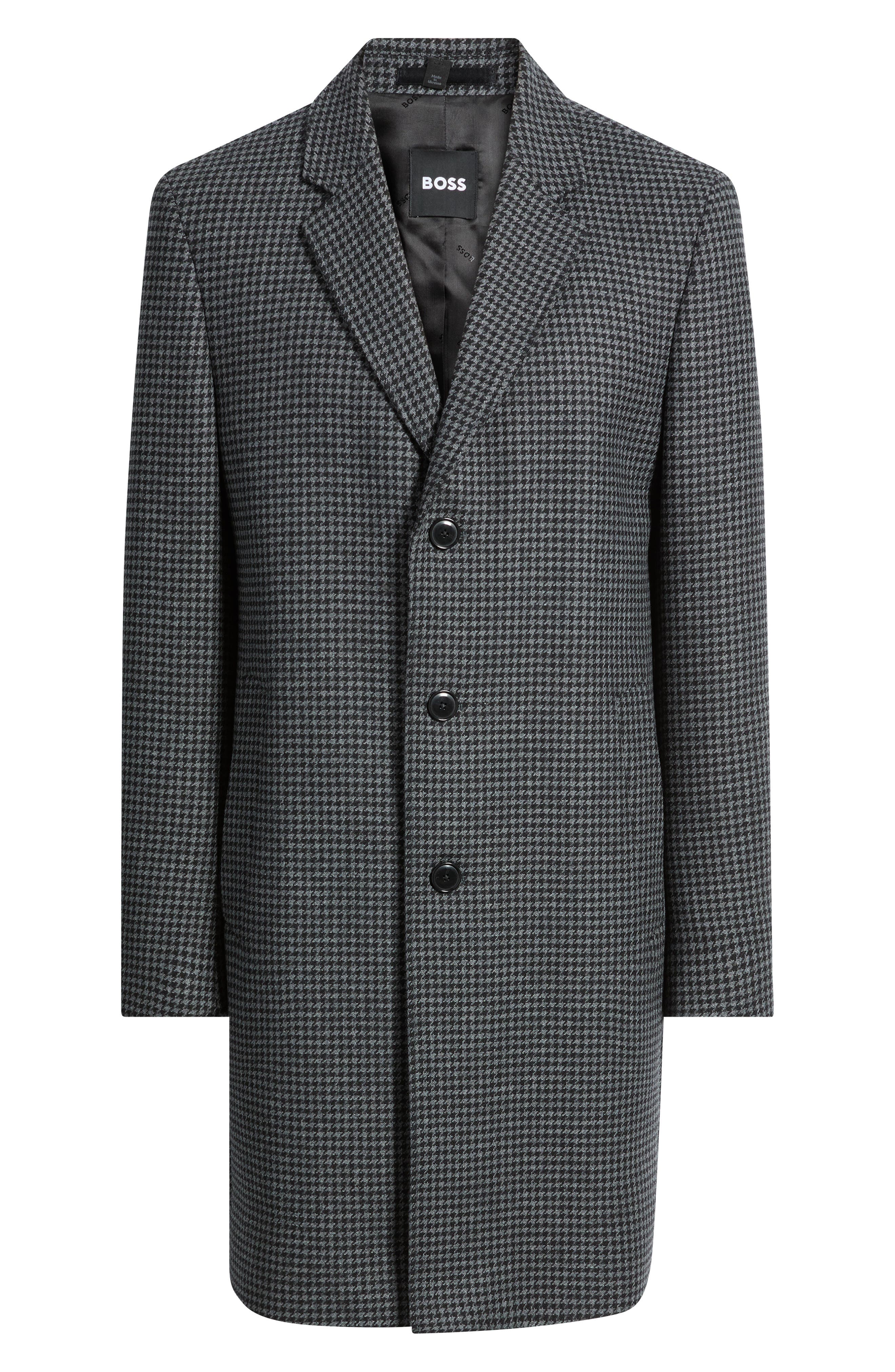 BOSS Houndstooth Wool Blend Coat (Men) | Nordstrom