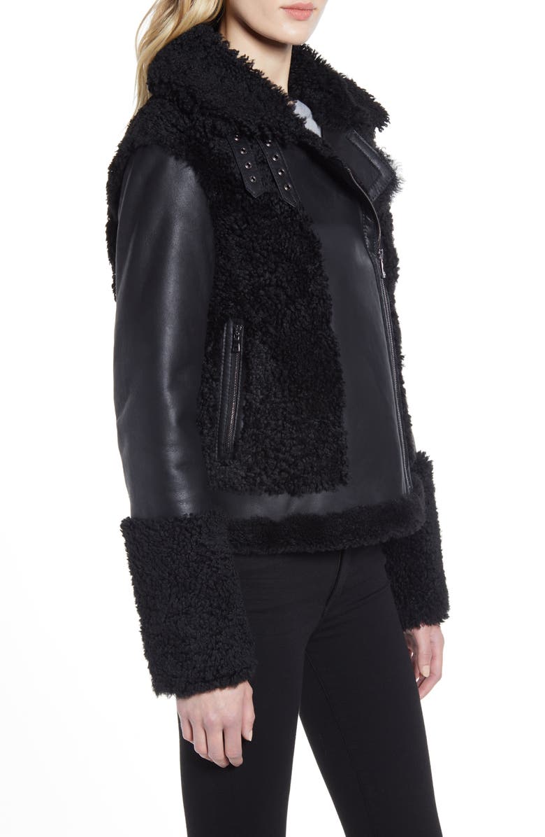 HiSO Soul Reversible Genuine Shearling Moto Jacket, Alternate, color, 