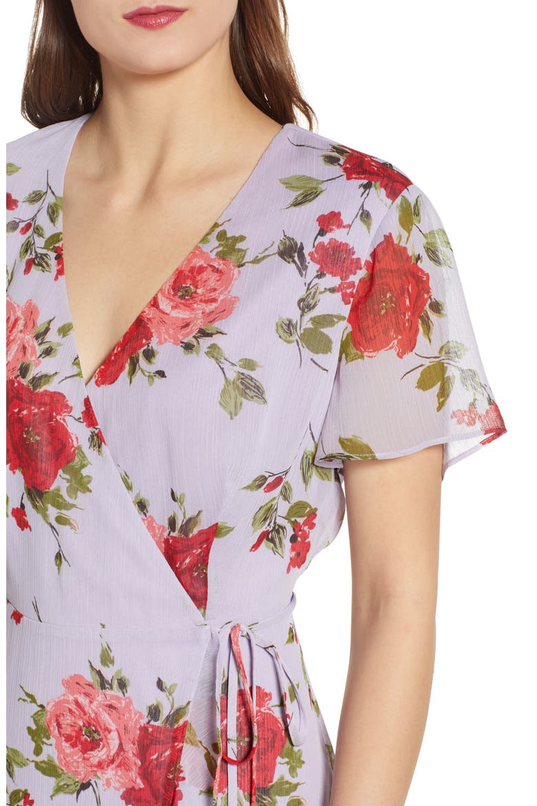 Isabella Wrap Minidress, Alternate, color, LILAC RED FLORAL
