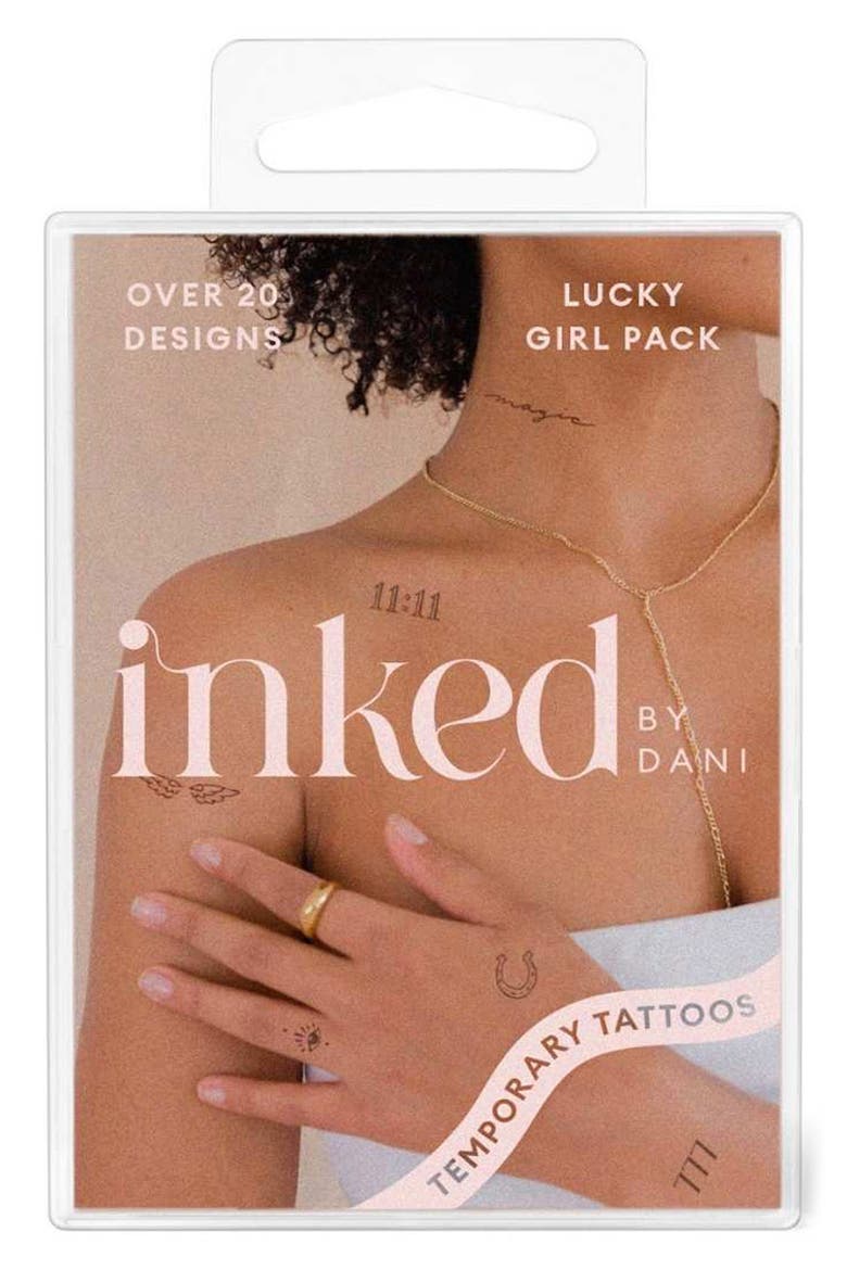 Lucky Girl Temporary Tattoos, Alternate, color, BLACK