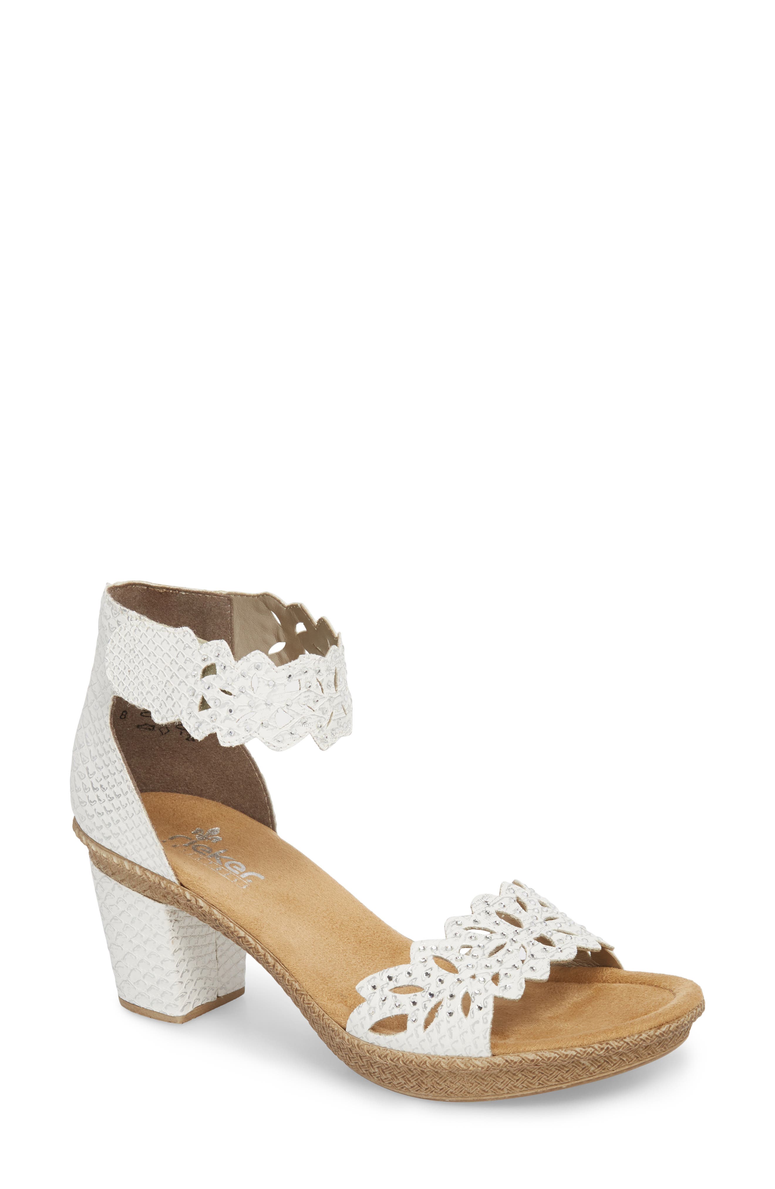 'Rabea' Sandal, Main, color, WHITE/ SILVER