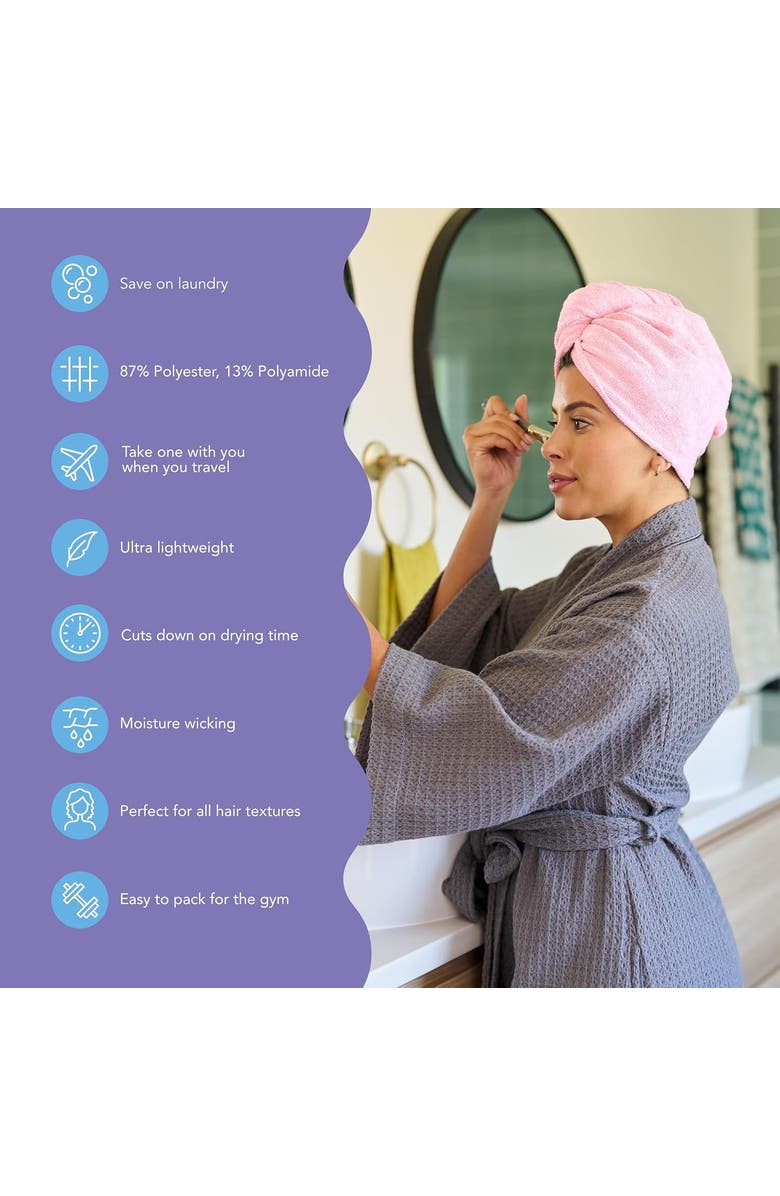 TURBIE TWIST 2 Pack Extra Long Microfiber Hair Towel for Long, Thick Hair, Alternate, color, Pink & Mint