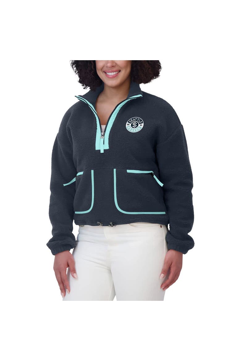 Women's WEAR by Erin Andrews  Deep Sea Blue Seattle Kraken Polar Fleece Half-Zip Jacket, Alternate, color, Navy