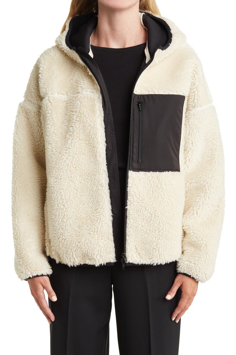Hooded Faux Shearling Jacket, Main, color, IVORY