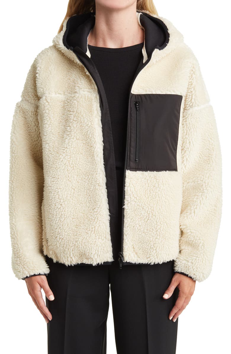 PHILIPP PLEIN Hooded Faux Shearling Jacket, Main, color, 