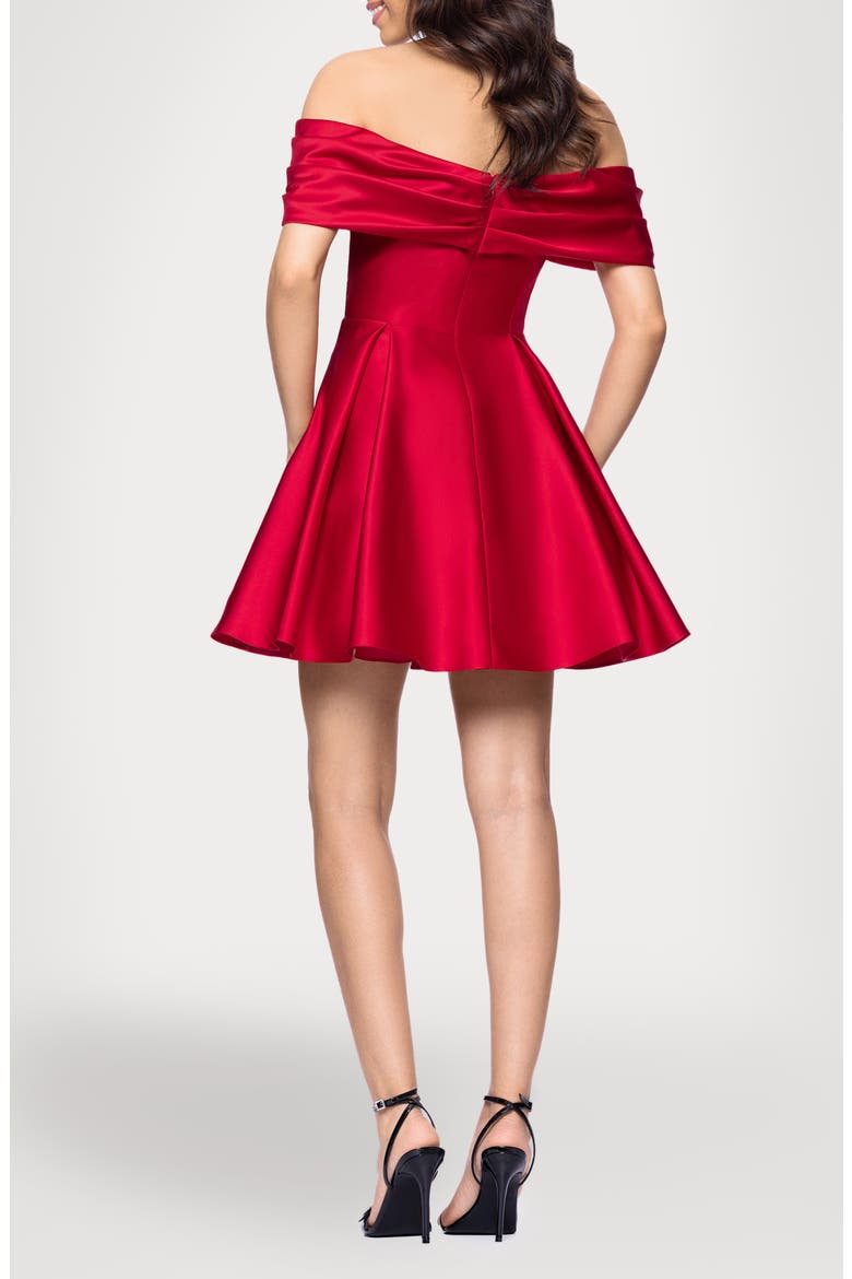 Rhinestone Bow Off the Shoulder Minidress, Alternate, color, RED