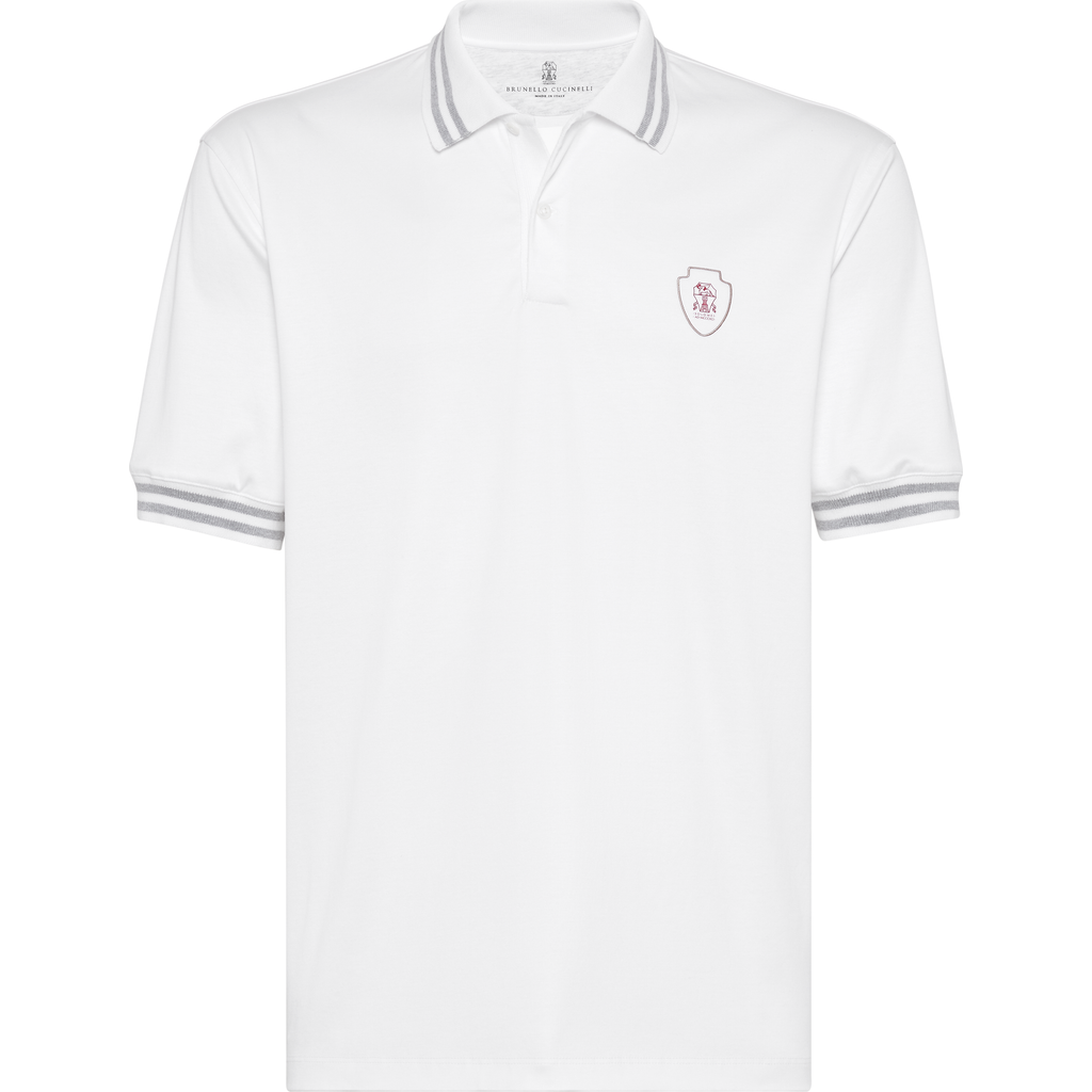 Shop Brunello Cucinelli Jersey Polo Shirt In White