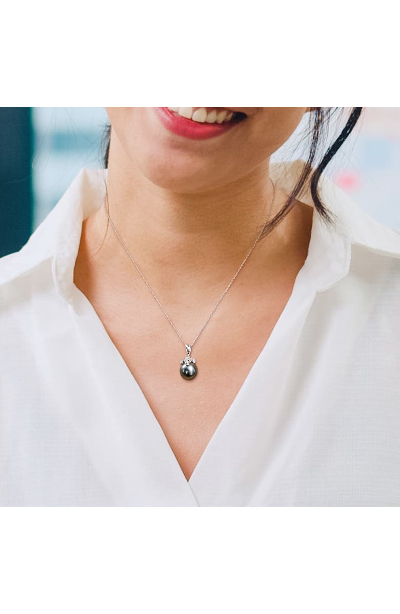 Julianna B. Cultured Pearl & Diamond Pendant Necklace 14k, Alternate, color, Tahitian Pearl/White Gold