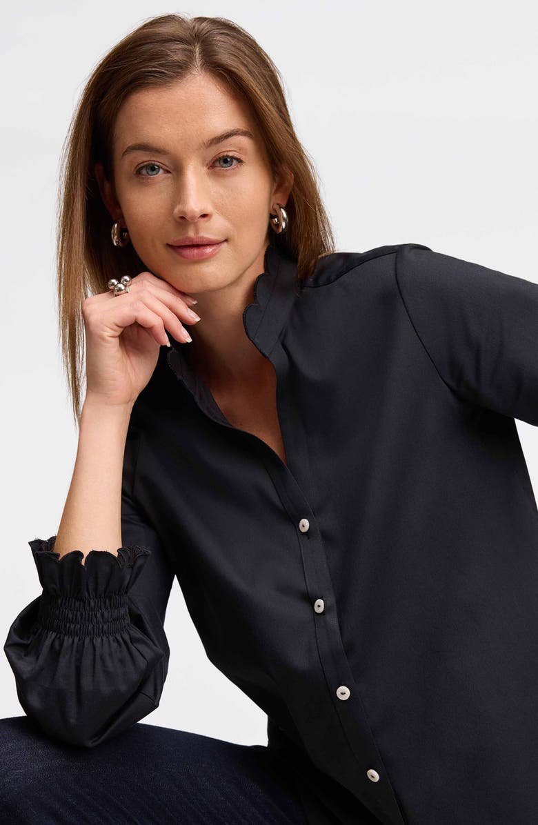 Foxcroft Elora Scallop Button-Up Shirt, Alternate, color, 