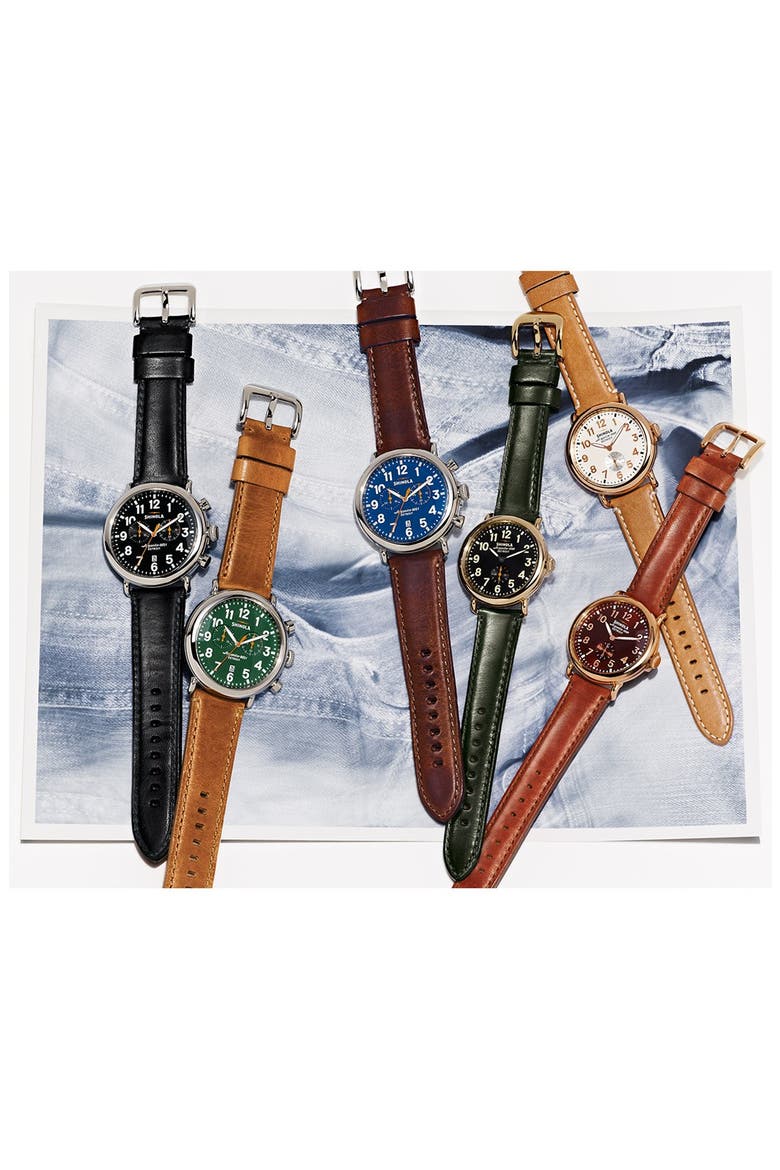 The Runwell Leather Strap Watch, 41mm, Alternate, color, BROWN/ WHITE