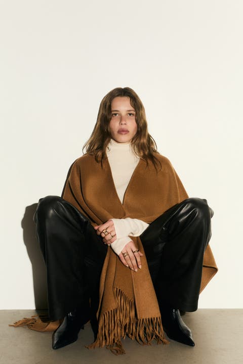 Wool-blend Cape