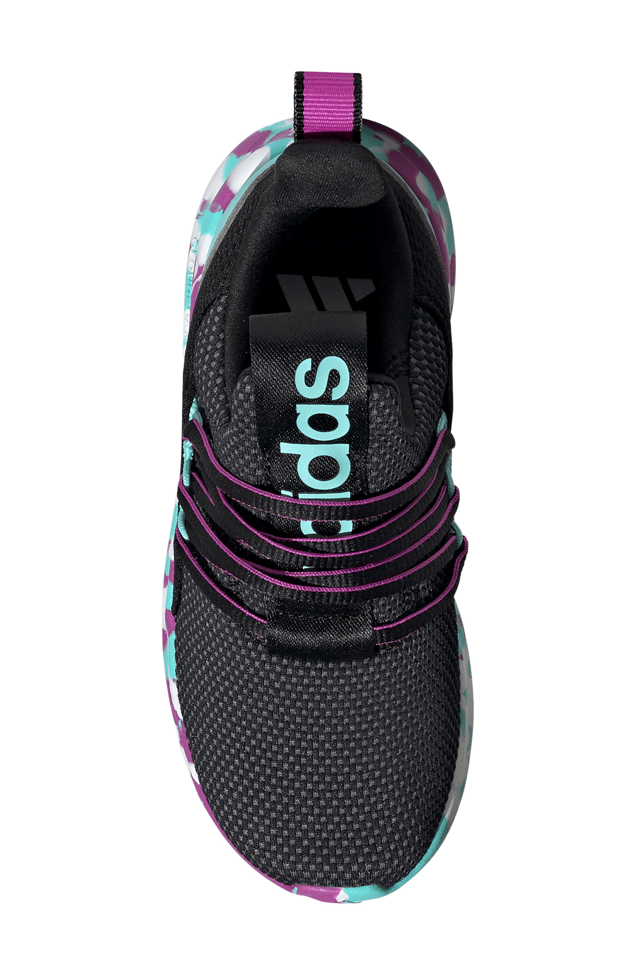 adidas Kids' Lite Racer Adapt 7-0 Sneaker, Alternate, color, Black/ Purple / Aqua