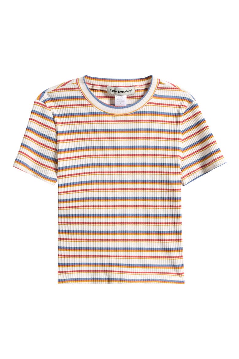 Kids' Stripe Rib T-Shirt, Main, color, IVORY