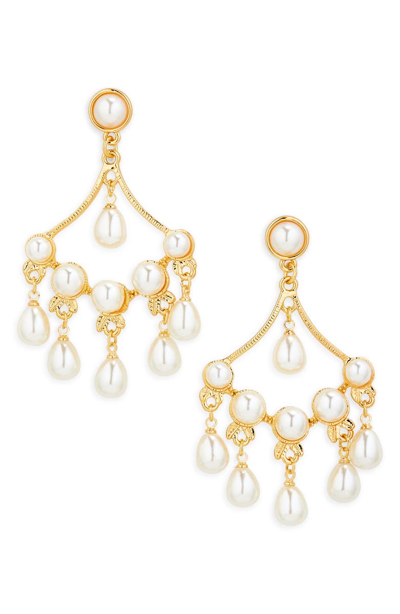 Tasha Faux Pearl Chandelier Drop Earrings, Main, color, Gold/ Pearl