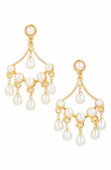 Tasha Faux Pearl Chandelier Drop Earrings