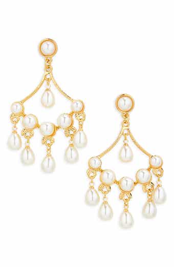 Tasha Faux Pearl Chandelier Drop Earrings