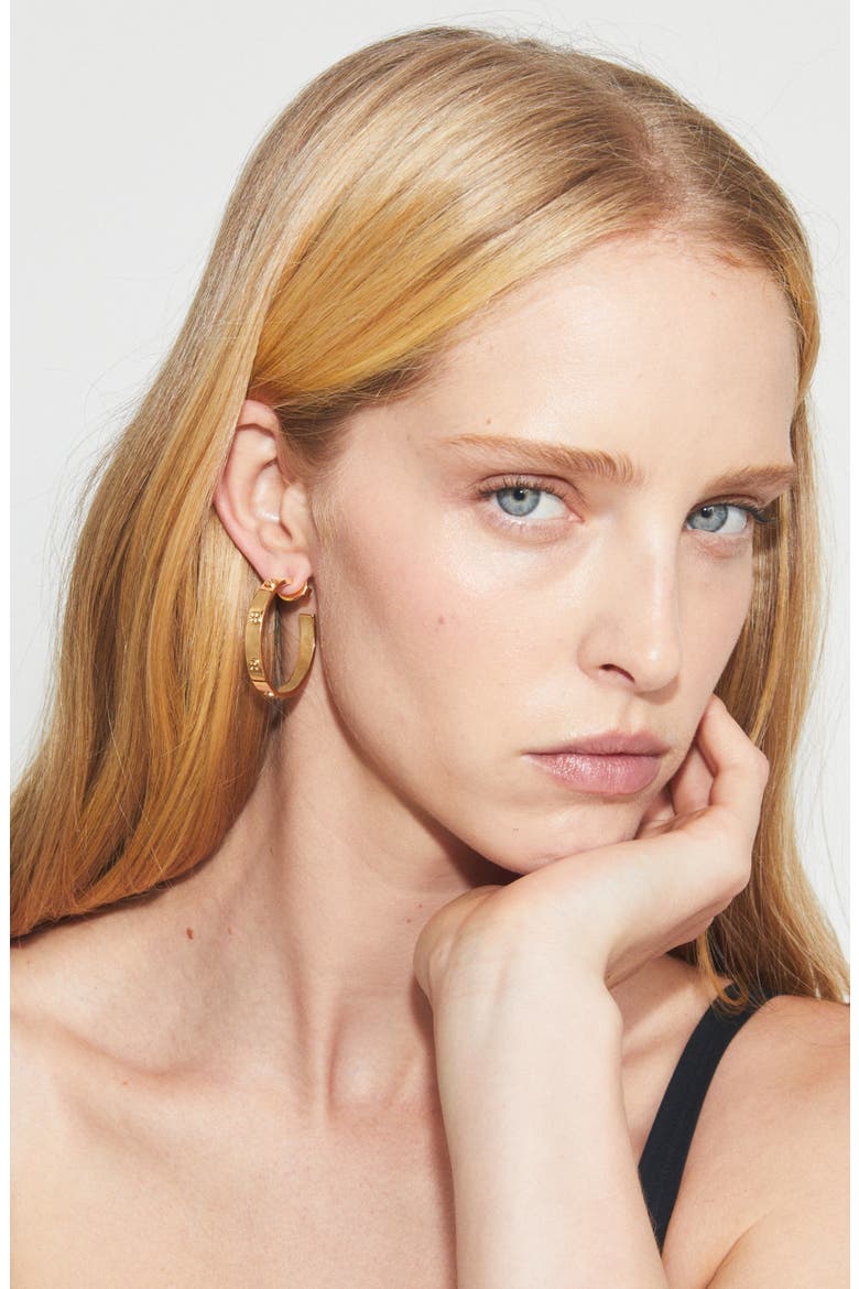 Icon Hoop Earrings, Alternate, color, TORY GOLD