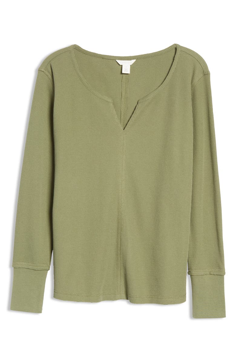 Caslon<sup>®</sup> Split Neck Organic Cotton Blend Thermal Knit Top, Alternate, color, 