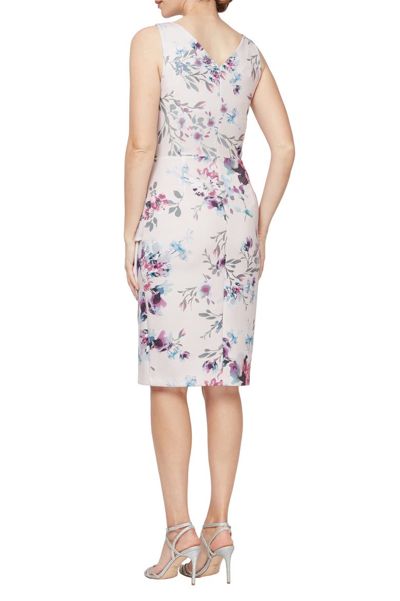 Floral Side Ruched Cocktail Dress, Alternate, color, BLUSH MULTI