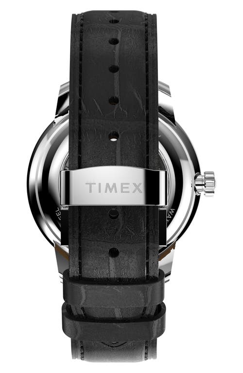 Timex ® Waterbury Metropolitan Automatic Leather Strap Watch, 41mm In Black
