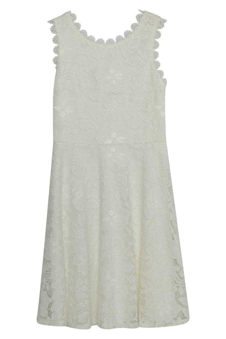 Kids' Lace Skater Dress, Main, color, OFF WHITE