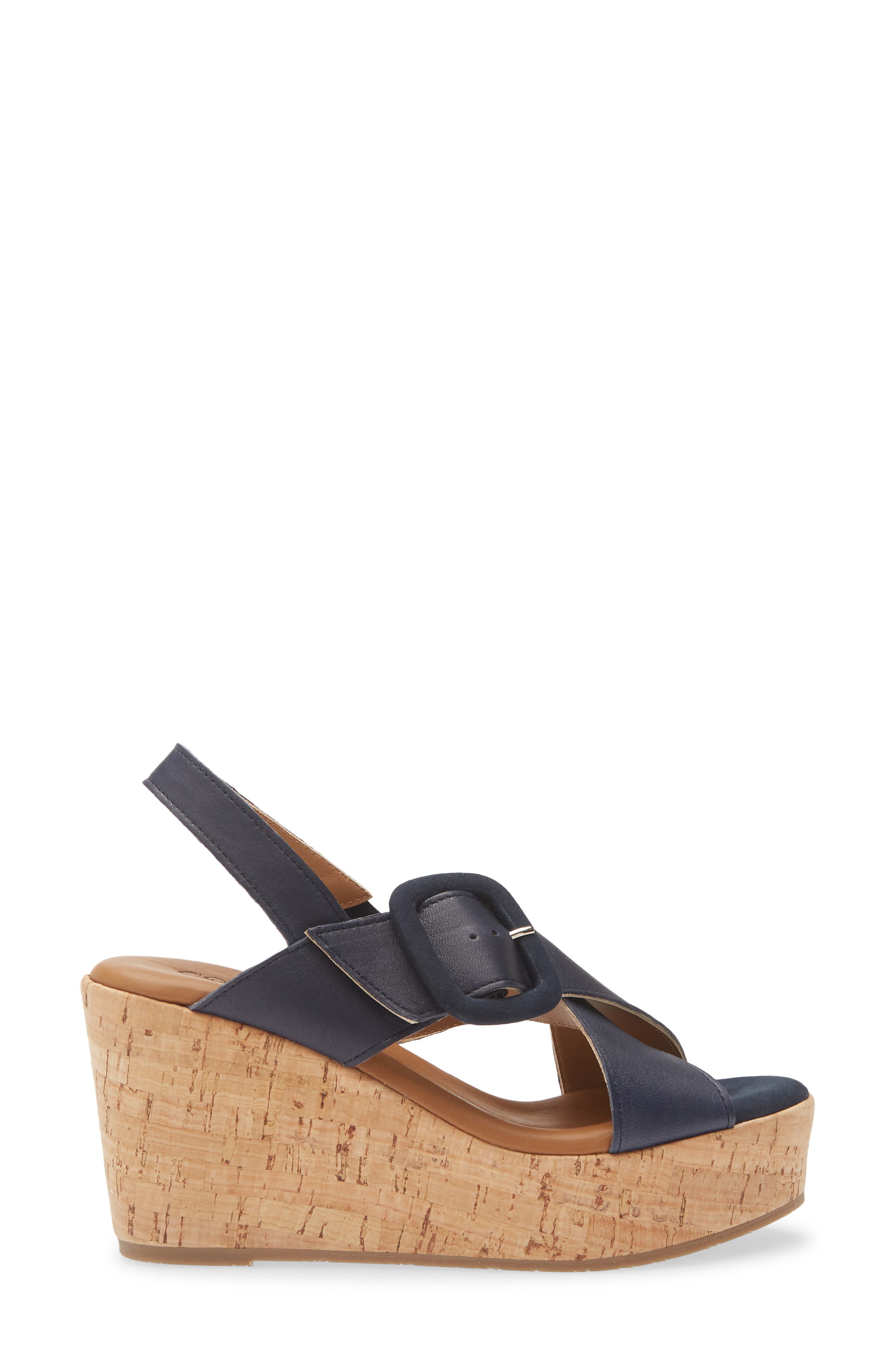 Dustin Slingback Platform Wedge Sandal, Alternate, color, NAVY LEATHER