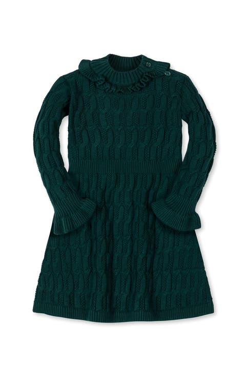 Kids' Organic Ruffle Edge Cable Knit Sweater Dress (Toddler, Little Kid and Big Kid)