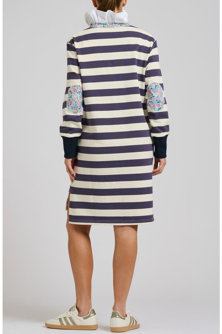 Ruffle Collar Long Sleeve Rugby Dress, Alternate, color, NAVY WHITE STRIPE