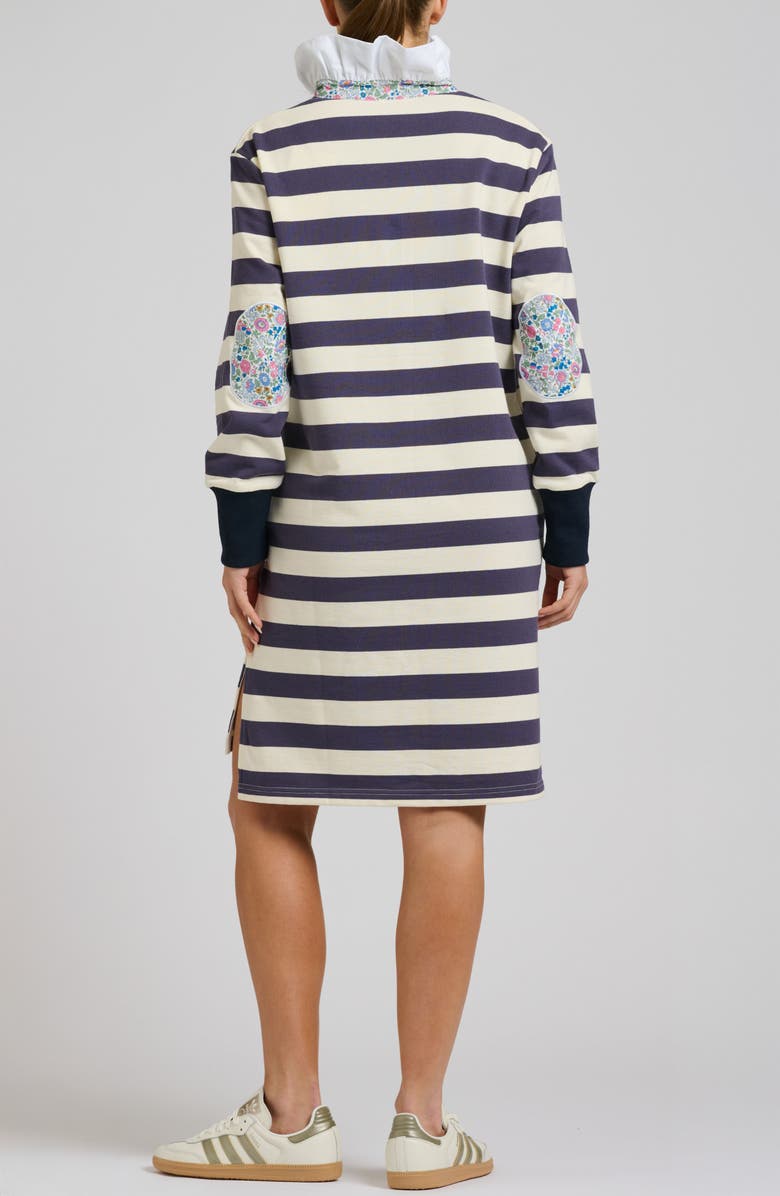 SHIRTY Ruffle Collar Long Sleeve Rugby Dress, Alternate, color, Navy White Stripe