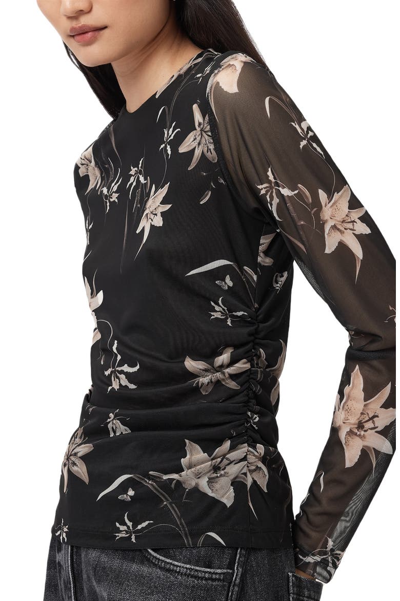 Caia Floral Mesh Top, Alternate, color, PETRA SEPIA BROWN
