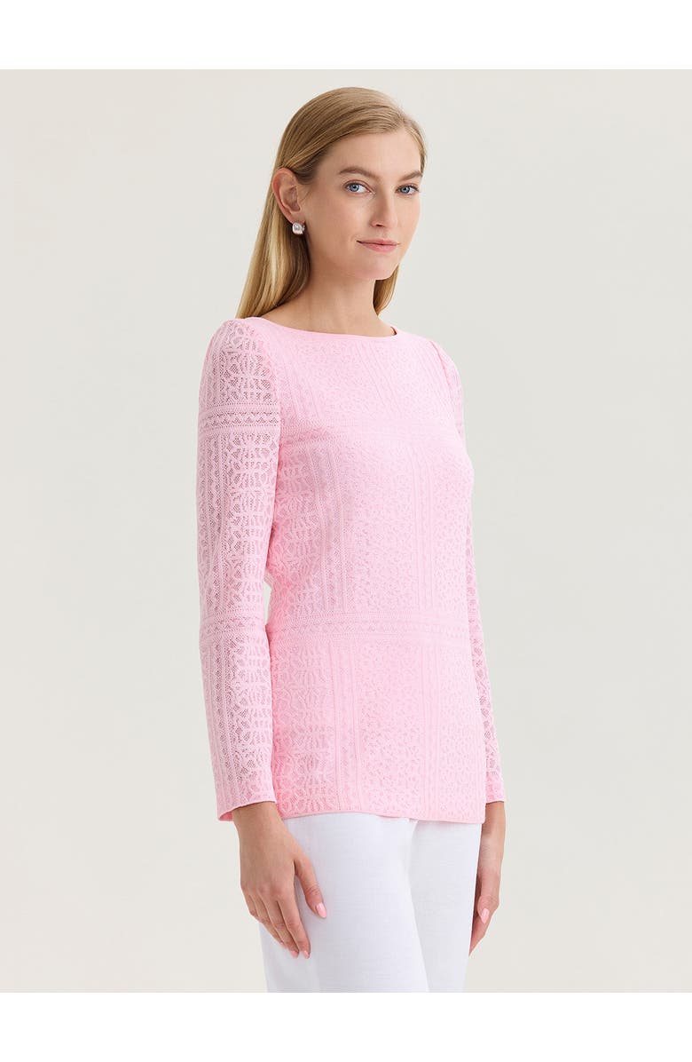 Misook Lined Tonal Burnout Soft Knit Tunic, Alternate, color, Pink