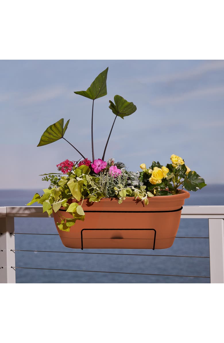 Bloem Lucca Balcony Box, Self Watering, Flower Pots And Planters, Alternate, color, Brown