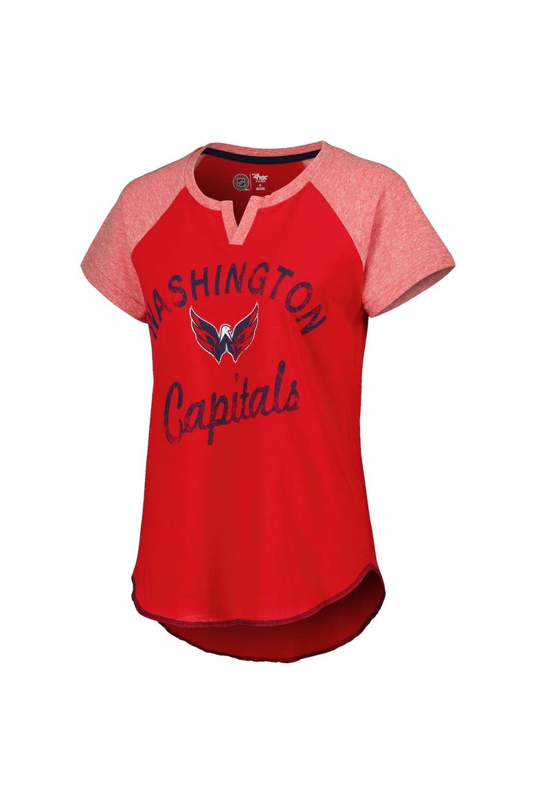 Women's Starter Red Washington Capitals Grand Slam Raglan Notch Neck T-Shirt, Alternate, color, Red