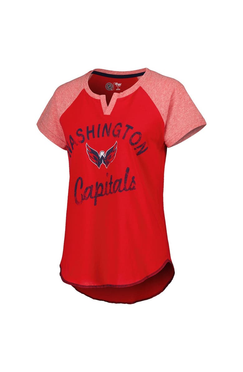 STARTER Women's Starter Red Washington Capitals Grand Slam Raglan Notch Neck T-Shirt, Alternate, color, Red