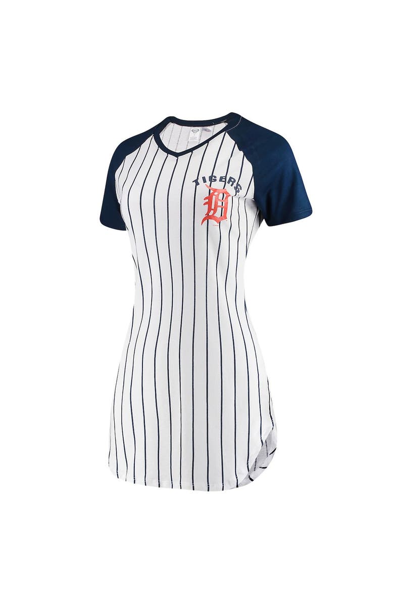 CONCEPTS SPORT Women's Concepts Sport White Detroit Tigers Vigor Pinstripe Nightshirt, Main, color,