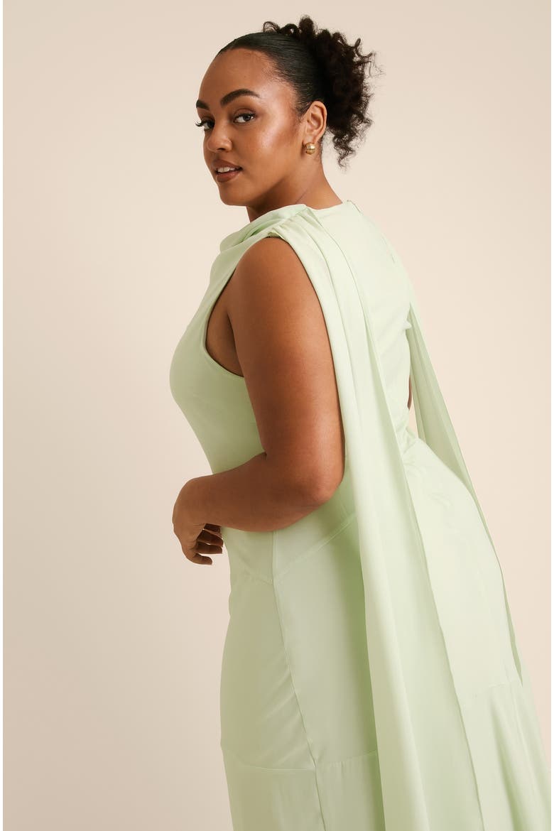 High Cowl Drape Chiffon Bridesmaid Dress, Alternate, color, Mint Green