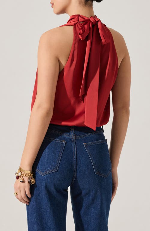 Astr The Label Jolesia Tie Back Satin Sleeveless Top In Red