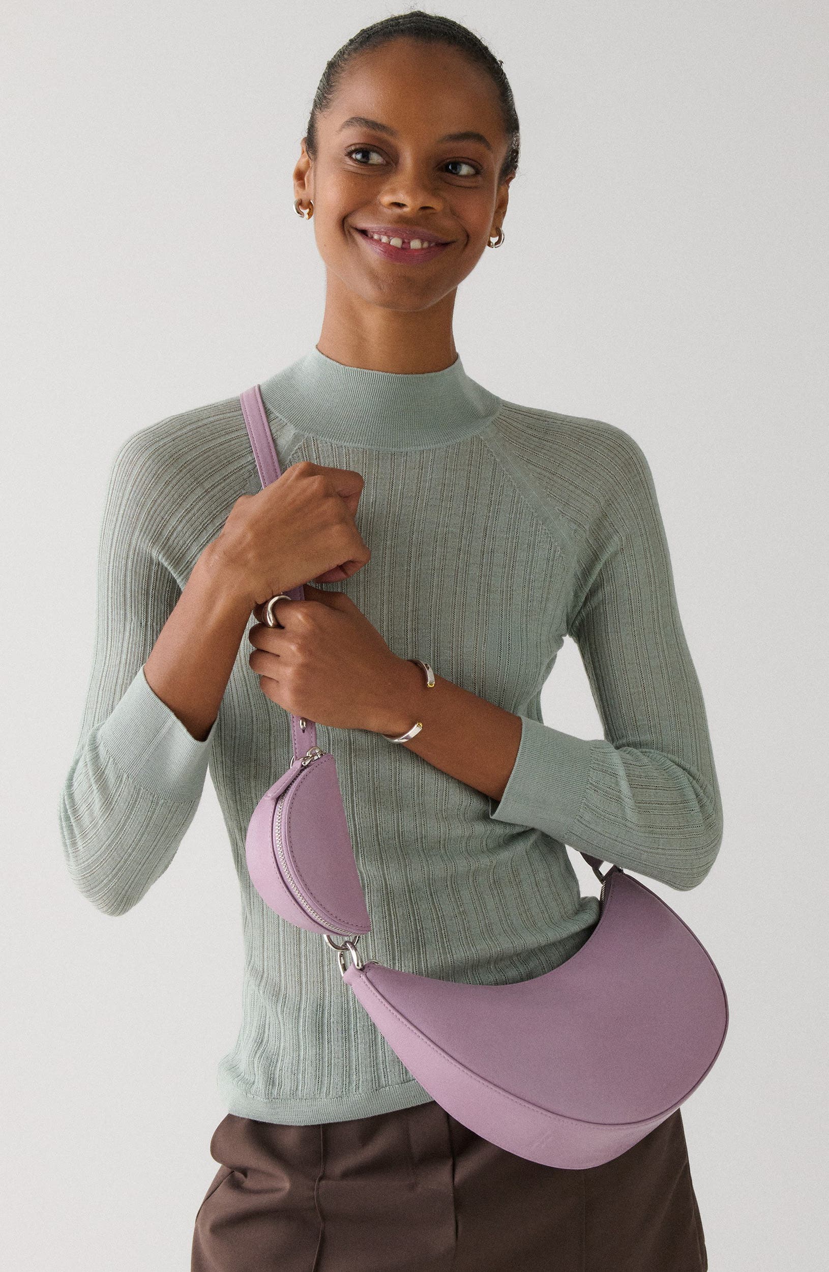 Kate Spade New York duo glazed leather crossbody bag, Alternate, color, Market Purple