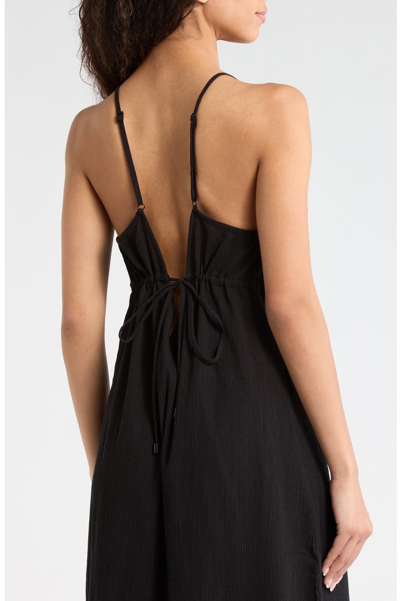 Crinkle Gauze Cover-Up Midi Dress, Alternate, color, BLACK