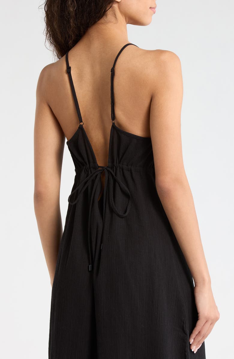 Sanctuary Crinkle Gauze Cover-Up Midi Dress, Alternate, color, Black